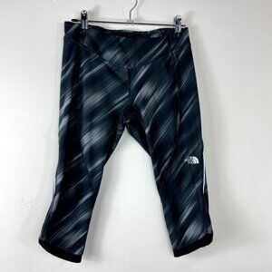The North Face Black Gray Striped Capri Yoga Workout Leggings Small